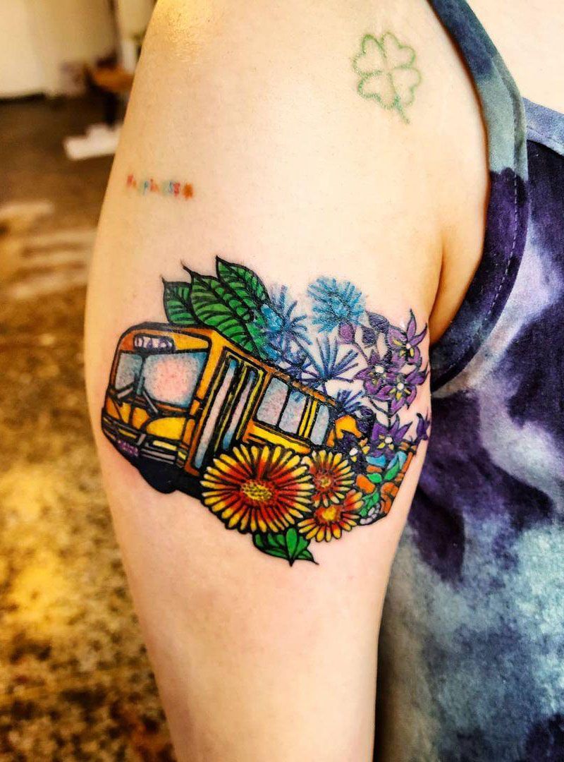 30 Pretty Bus Tattoos You Can Copy