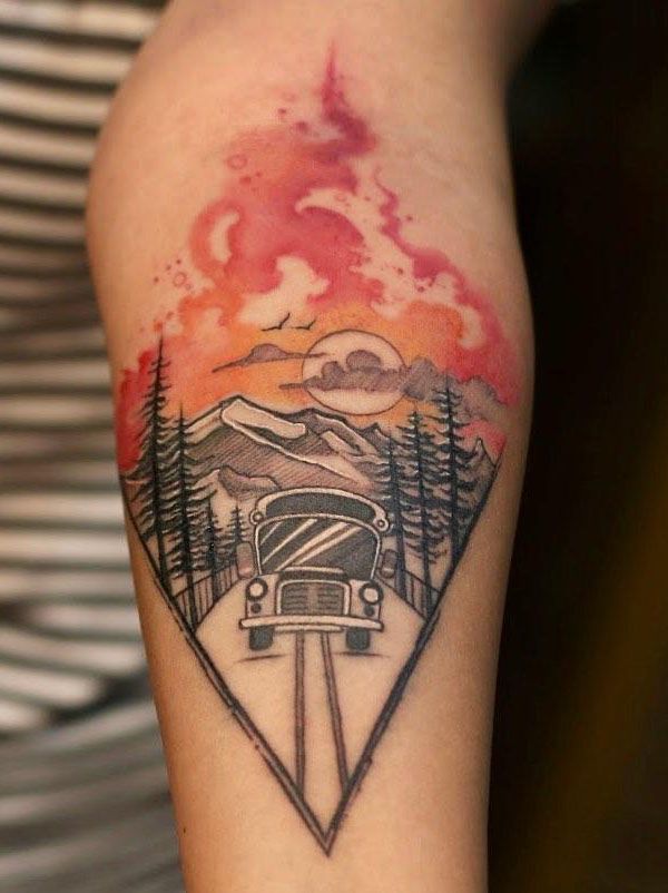 30 Pretty Bus Tattoos You Can Copy