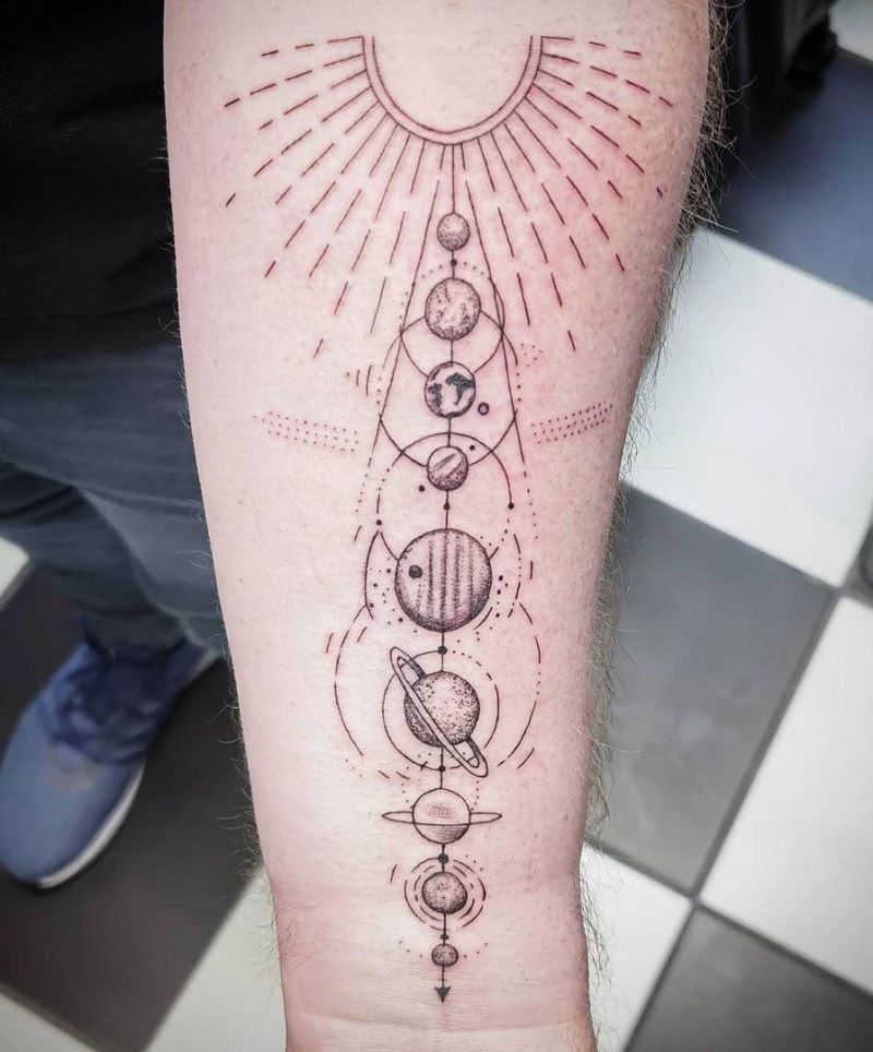 30 Pretty Solar System Tattoos You Must Love