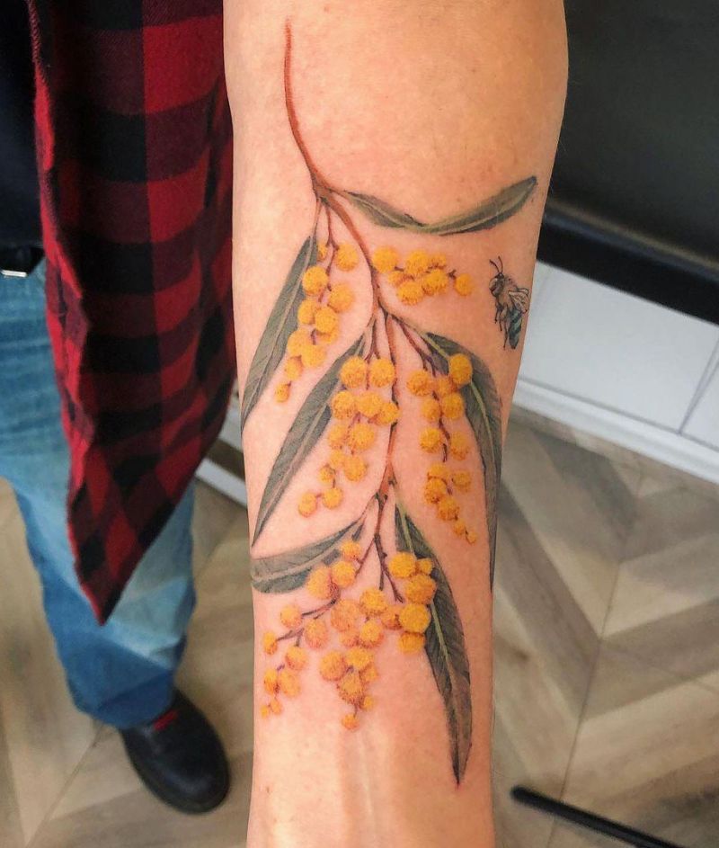 30 Pretty Wattle Tattoos You Need to Copy