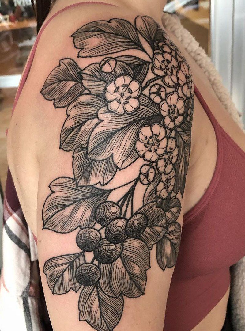 26 Pretty Hawthorn Tattoos You Can Copy