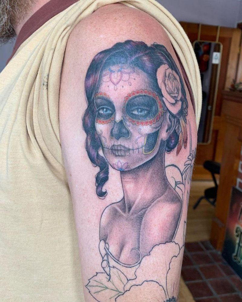 30 Pretty Sugar Skull Girl Tattoos You Can Copy