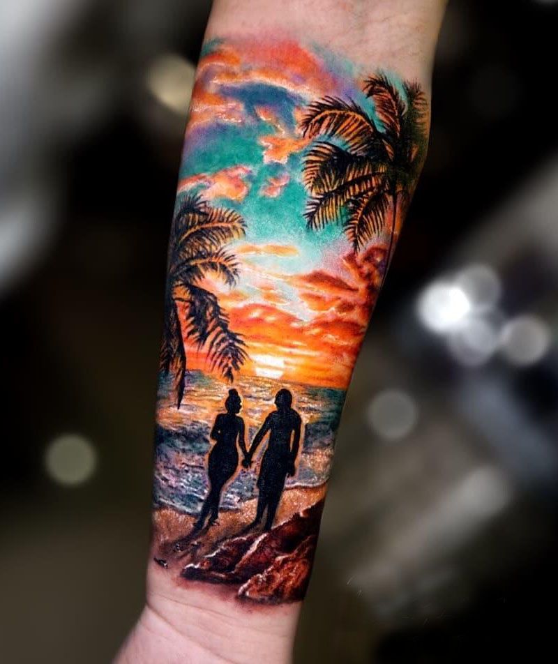 30 Pretty Sunset Tattoos You Can Copy