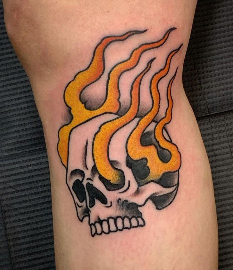 30 Pretty Burning Skull Tattoos to Inspire You