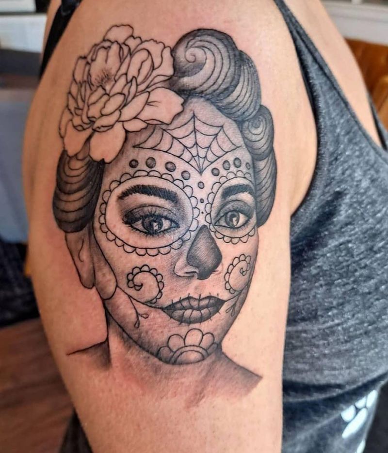 30 Pretty Sugar Skull Girl Tattoos You Can Copy