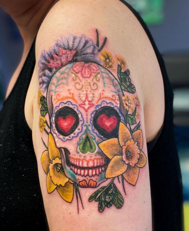 30 Pretty Sugar Skull Tattoos You Will Love