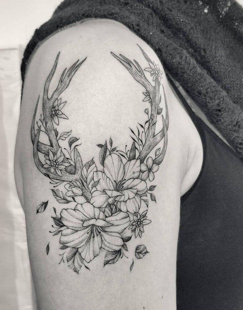 30 Pretty Antler Tattoos to Inspire You