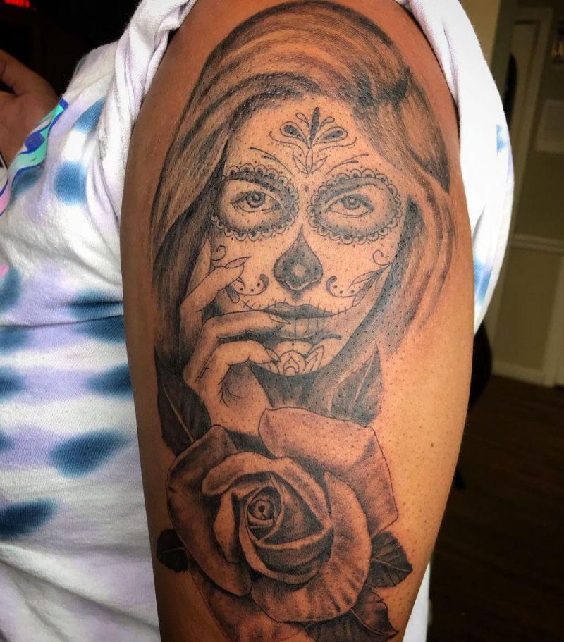 30 Pretty Sugar Skull Girl Tattoos You Can Copy