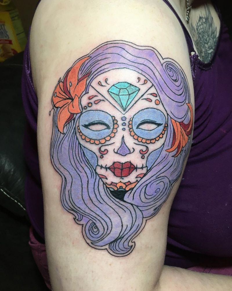 30 Pretty Sugar Skull Girl Tattoos You Can Copy