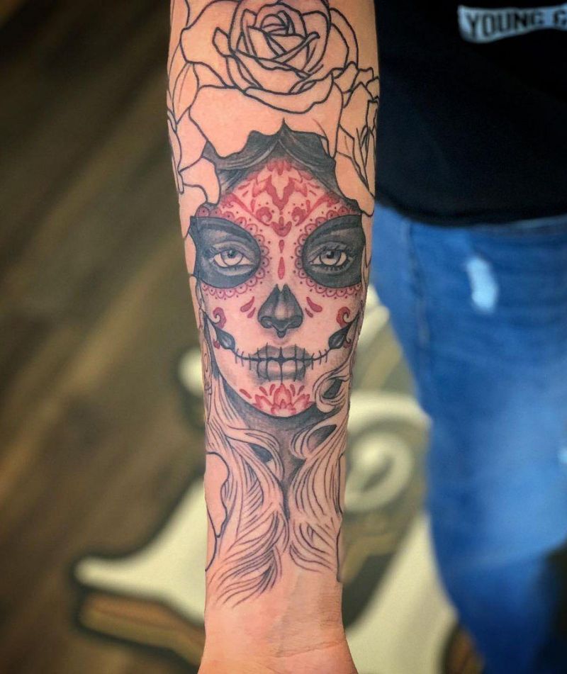 30 Pretty Sugar Skull Girl Tattoos You Can Copy