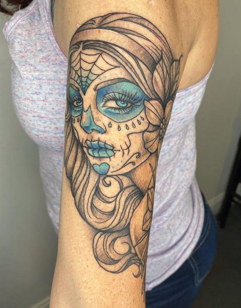 30 Pretty Sugar Skull Girl Tattoos You Can Copy