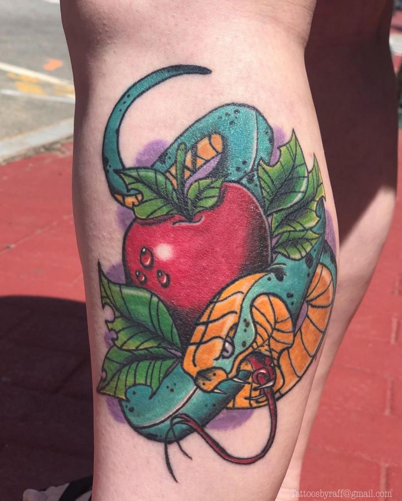 30 Pretty Snake and apple Tattoos Make You Charming