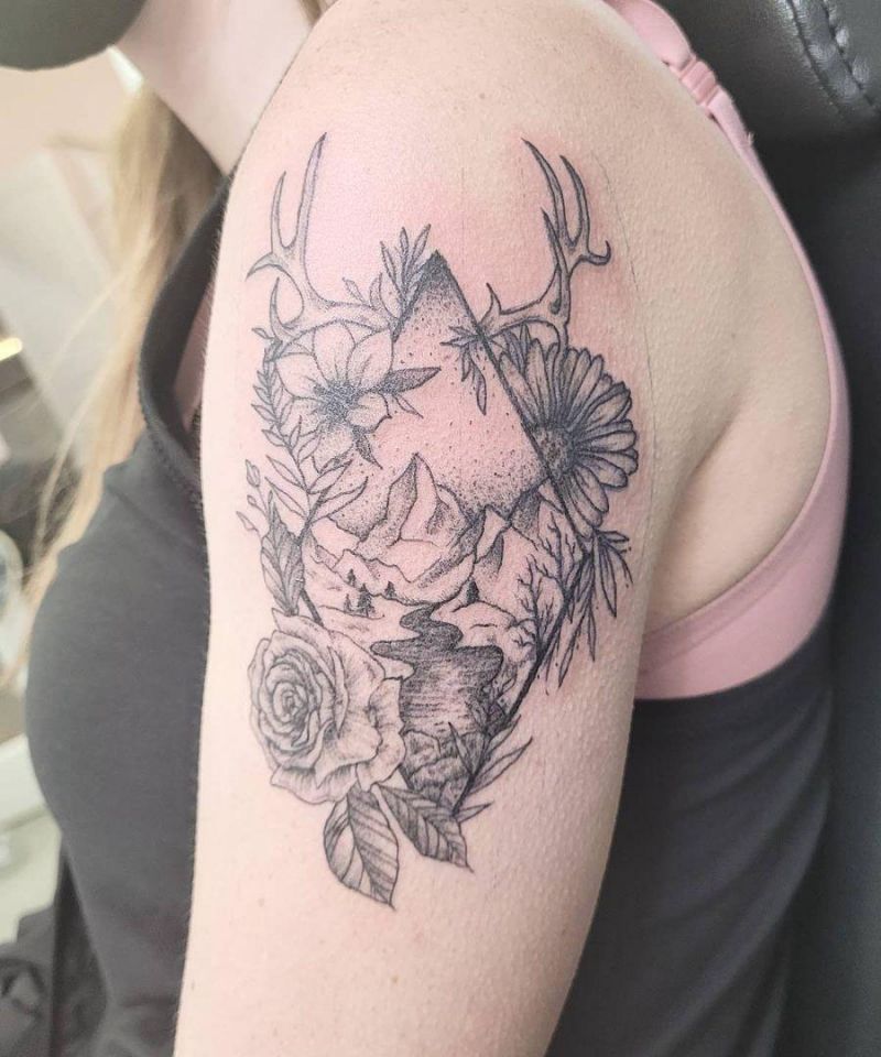 30 Pretty Antler Tattoos to Inspire You