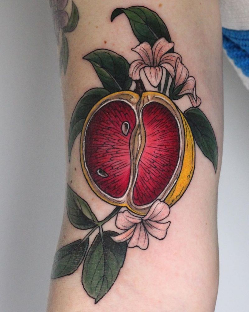 30 Pretty Grapefruit Tattoos for Your Inspiration