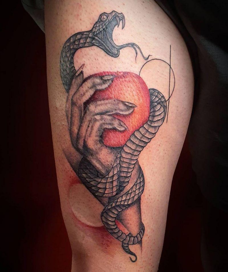 30 Pretty Snake and apple Tattoos Make You Charming