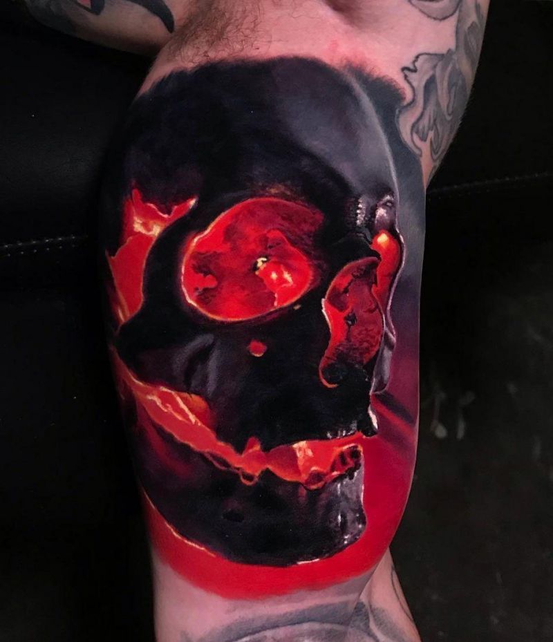 30 Pretty Burning Skull Tattoos to Inspire You