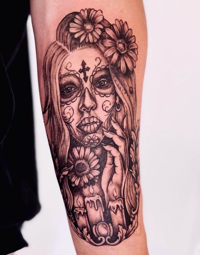 30 Pretty Sugar Skull Girl Tattoos You Can Copy