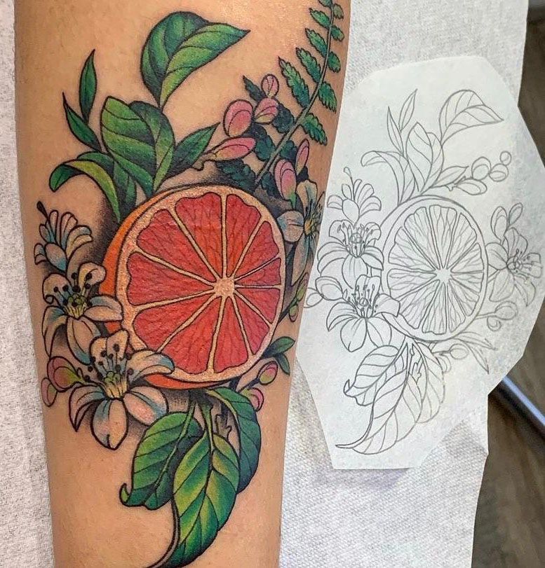 30 Pretty Grapefruit Tattoos for Your Inspiration