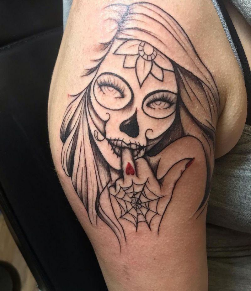 30 Pretty Sugar Skull Girl Tattoos You Can Copy