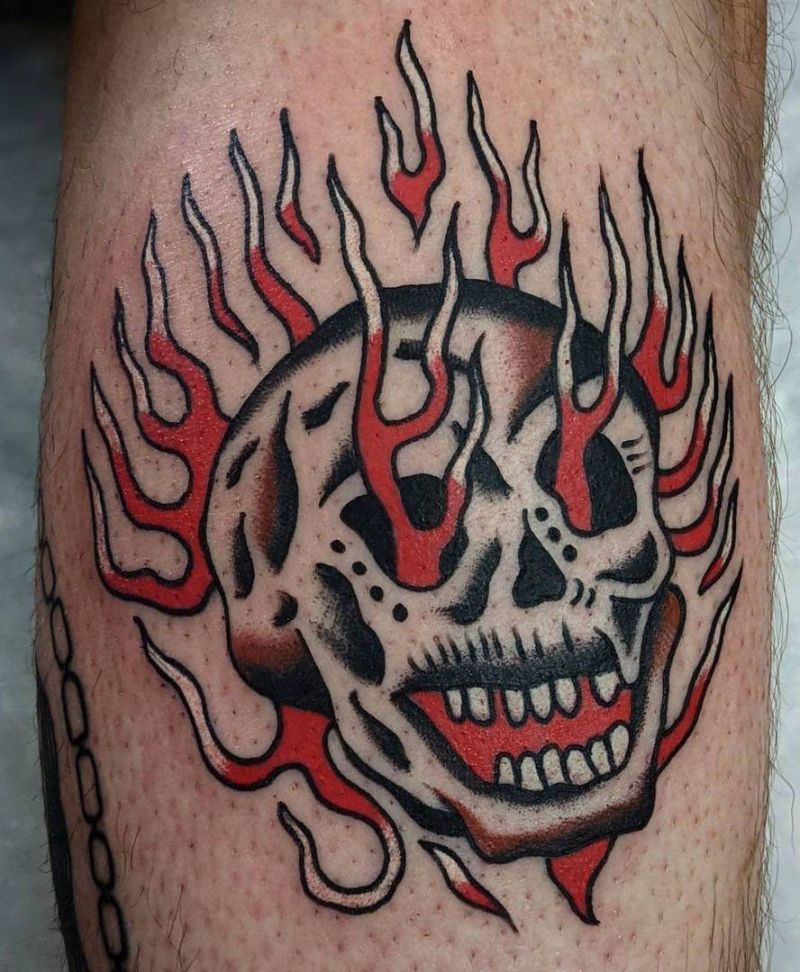 30 Pretty Burning Skull Tattoos to Inspire You