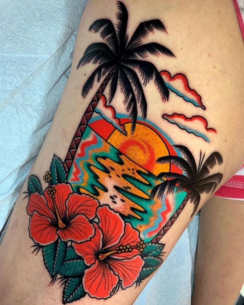 30 Pretty Sunset Tattoos You Can Copy