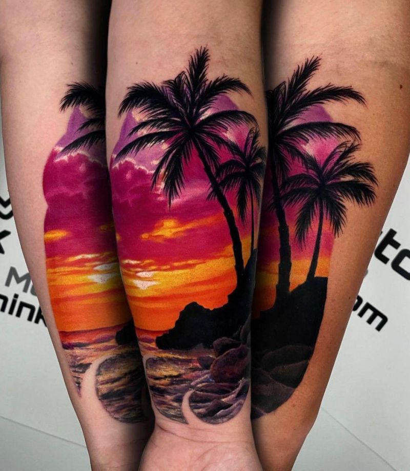 30 Pretty Sunset Tattoos You Can Copy