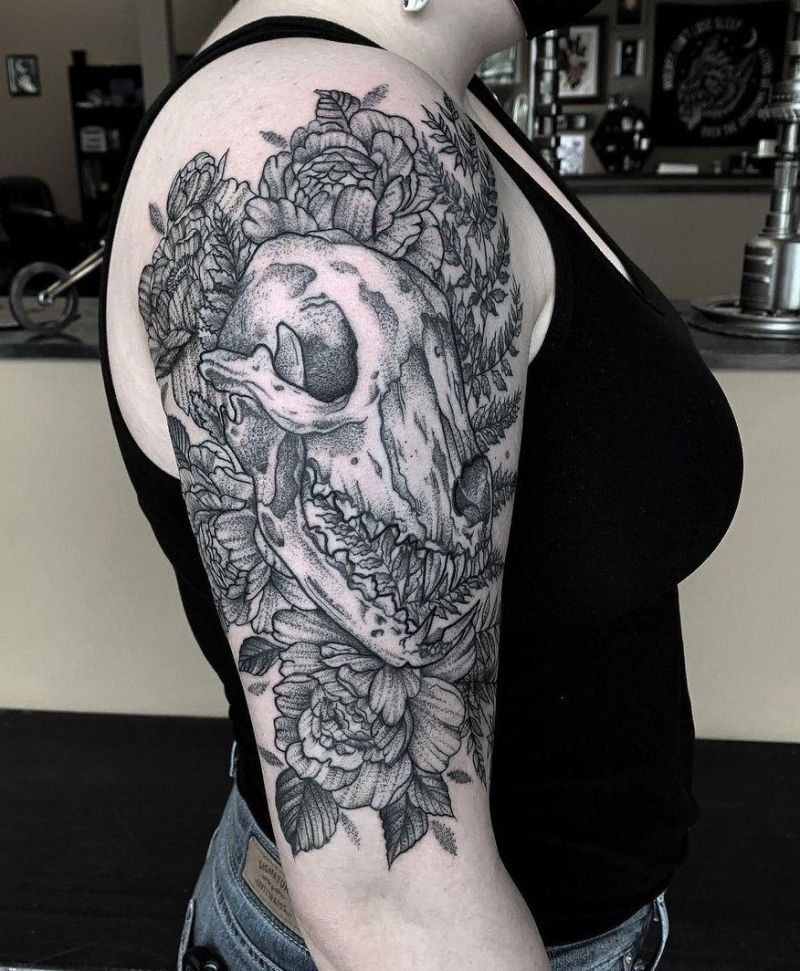 30 Pretty Wolf Skull Tattoos You Must Try