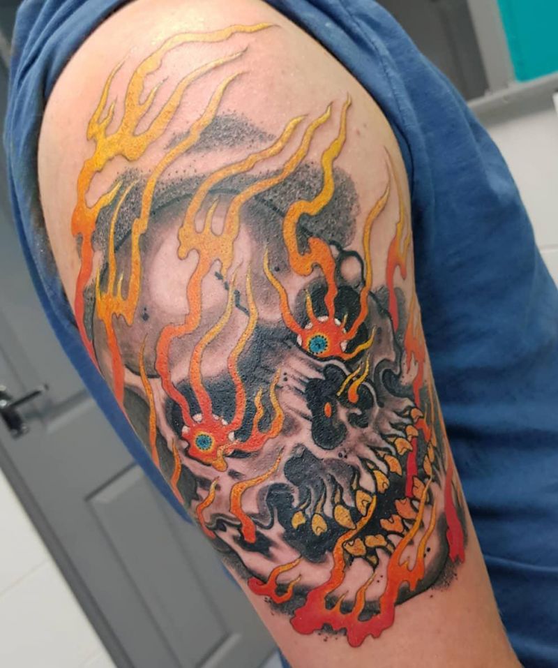 30 Pretty Burning Skull Tattoos to Inspire You