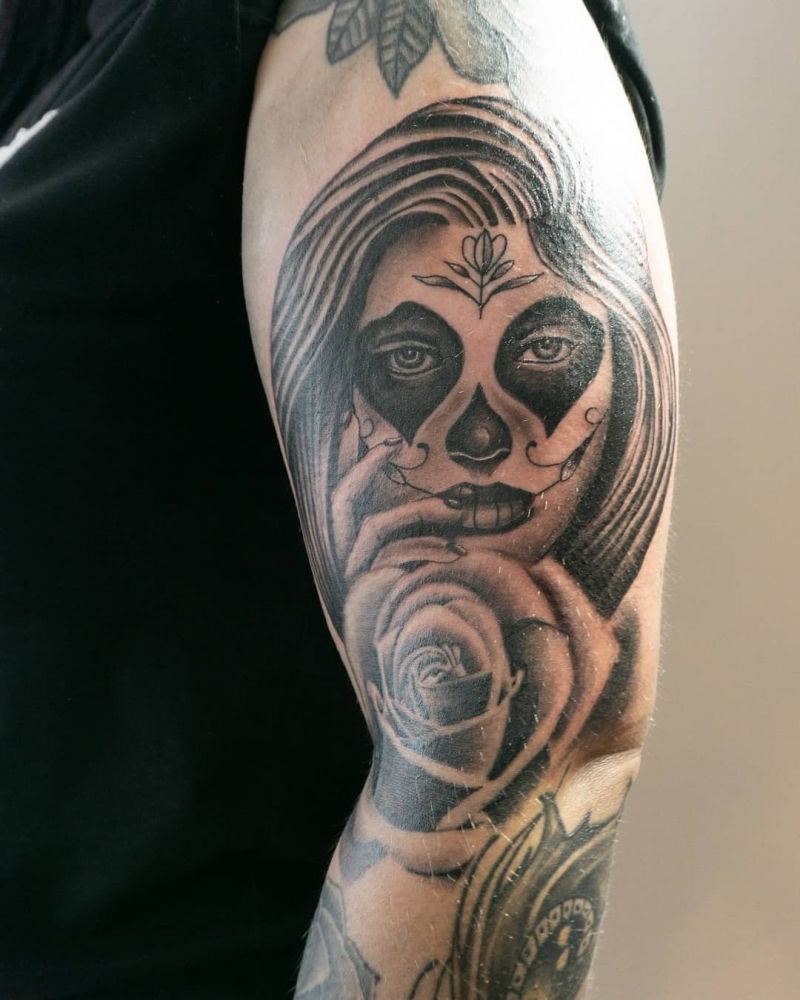 30 Pretty Sugar Skull Girl Tattoos You Can Copy