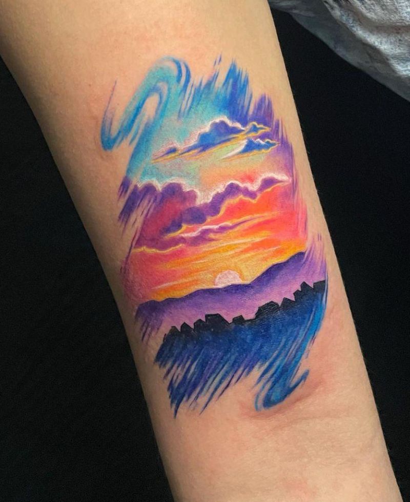 30 Pretty Sunset Tattoos You Can Copy