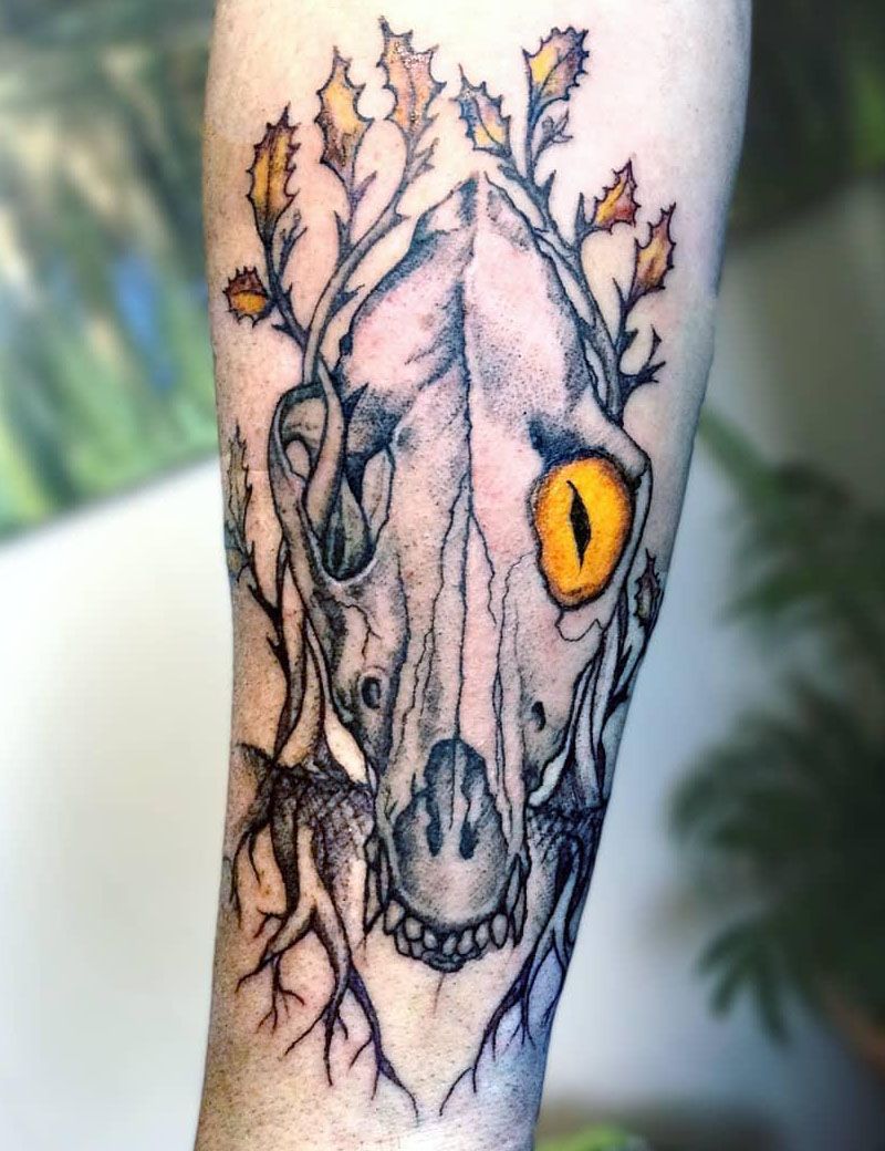 30 Pretty Wolf Skull Tattoos You Must Try