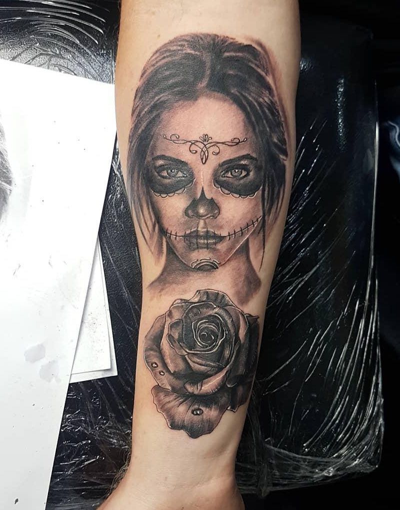 30 Pretty Sugar Skull Girl Tattoos You Can Copy