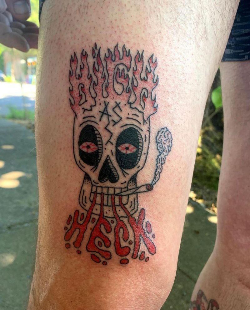 30 Pretty Burning Skull Tattoos to Inspire You