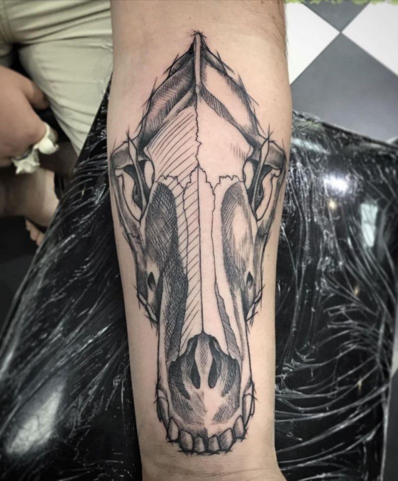 30 Pretty Wolf Skull Tattoos You Must Try
