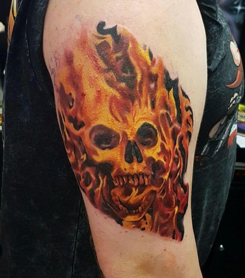 30 Pretty Burning Skull Tattoos to Inspire You