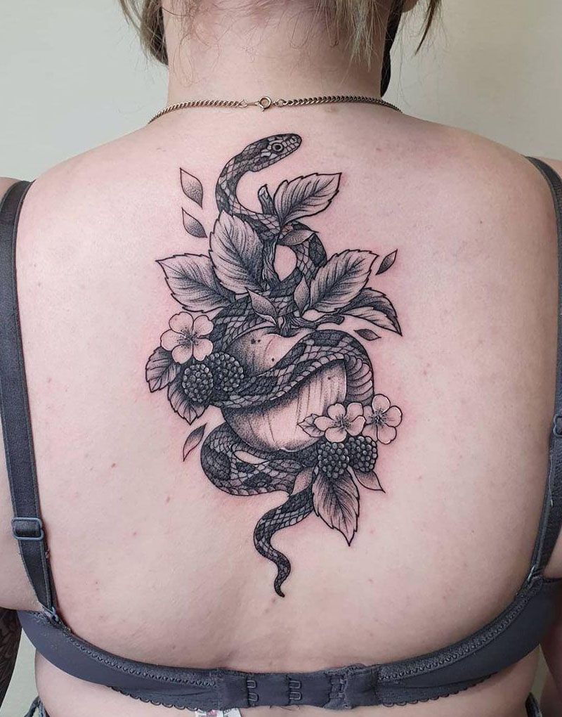 30 Pretty Snake and apple Tattoos Make You Charming