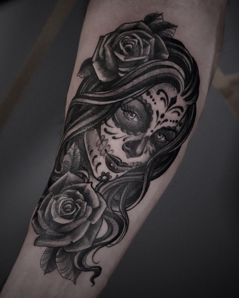 30 Pretty Sugar Skull Girl Tattoos You Can Copy