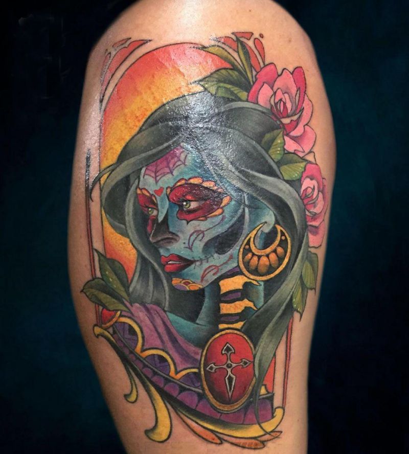 30 Pretty Sugar Skull Girl Tattoos You Can Copy