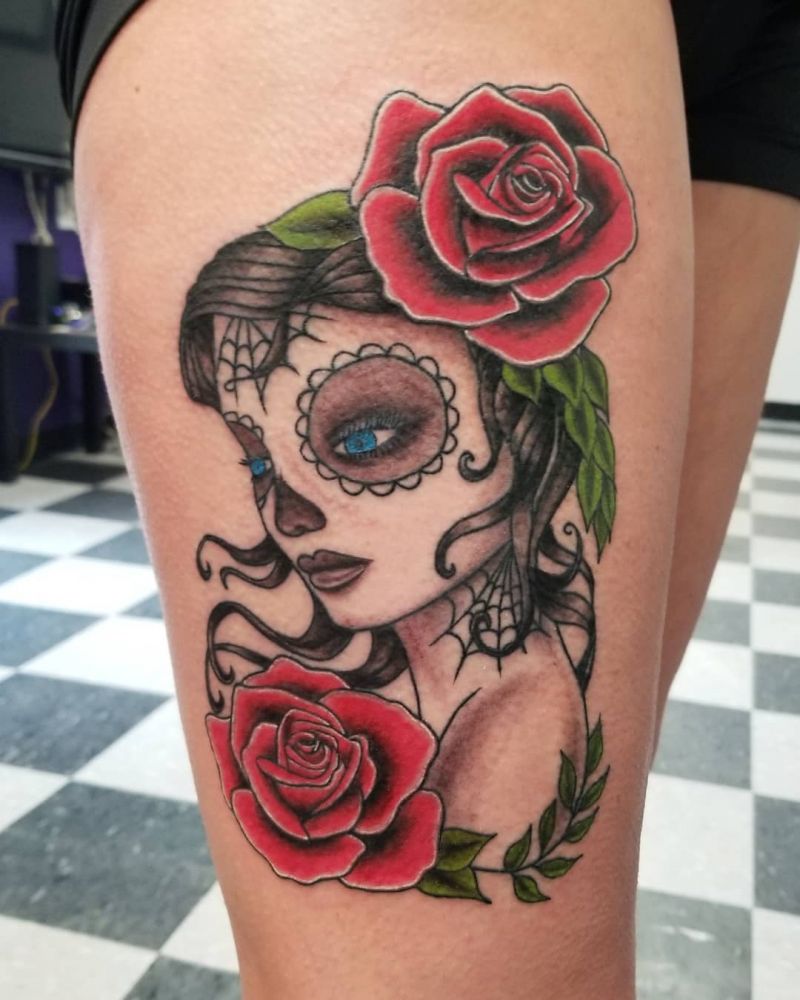 30 Pretty Sugar Skull Girl Tattoos You Can Copy