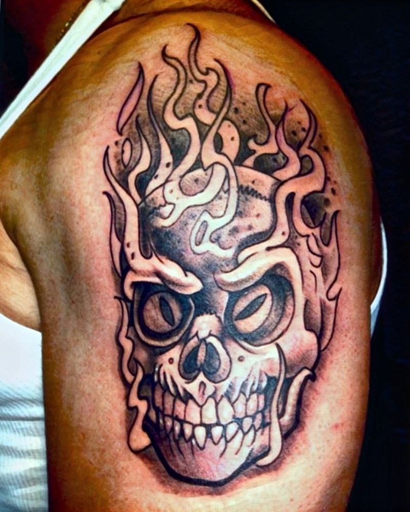 30 Pretty Burning Skull Tattoos to Inspire You