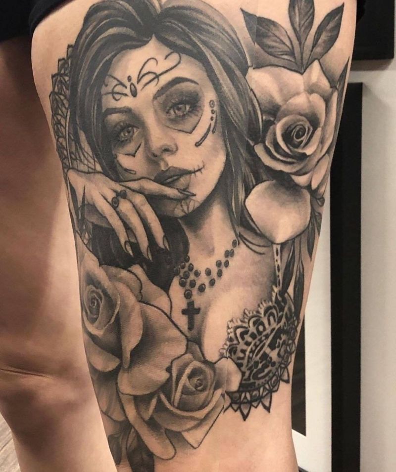 30 Pretty Sugar Skull Girl Tattoos You Can Copy