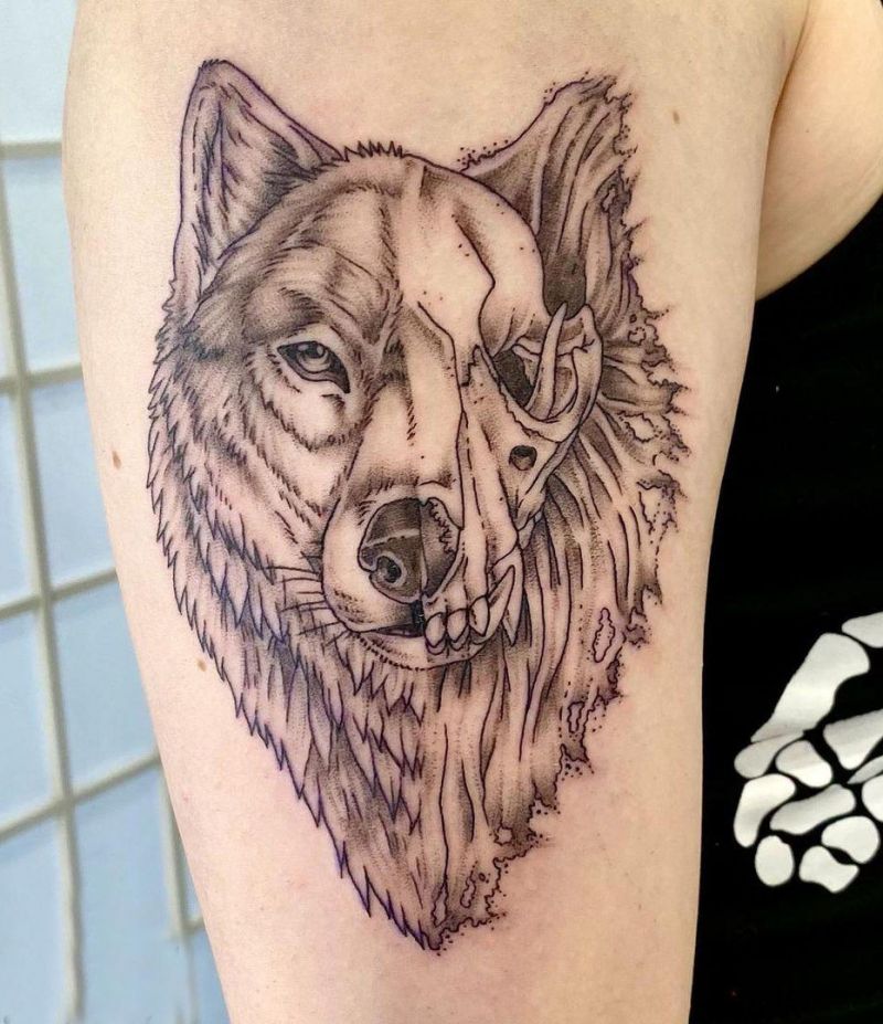 30 Pretty Wolf Skull Tattoos You Must Try