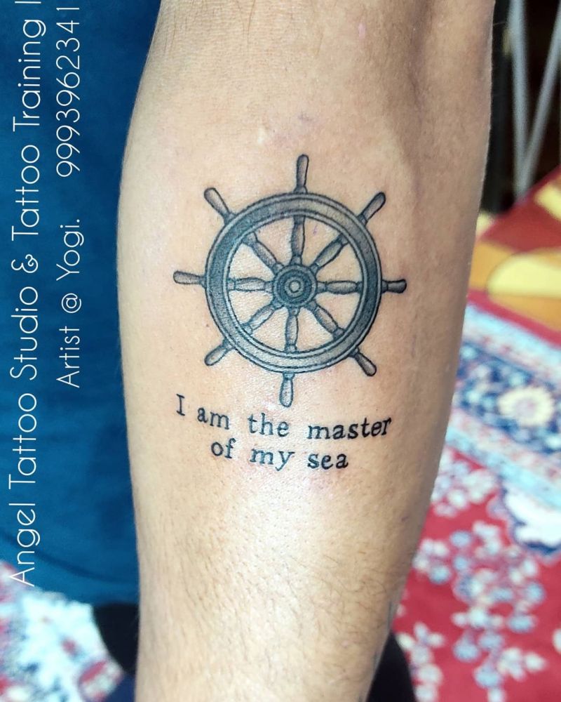 30 Pretty Ship Wheel Tattoos You Can Copy