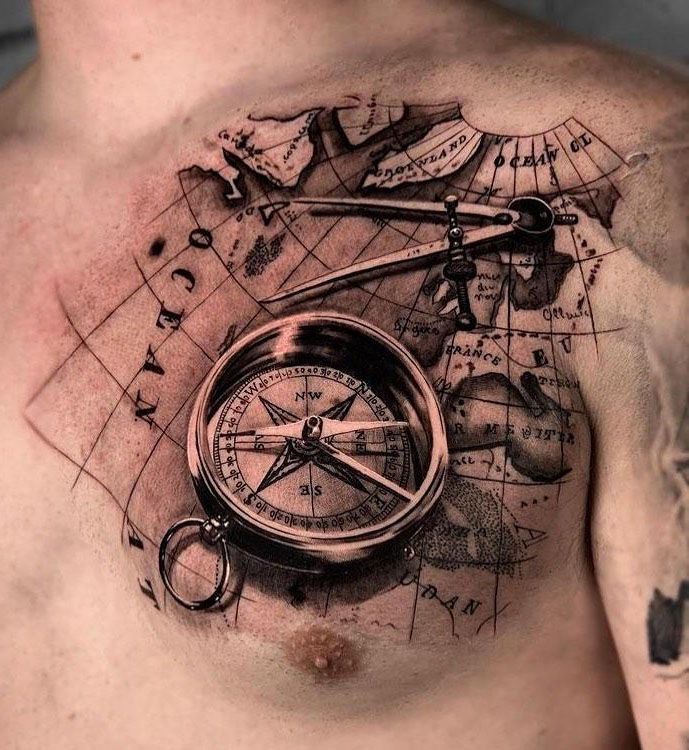 30 Pretty Compass and Map Tattoos You Will Love