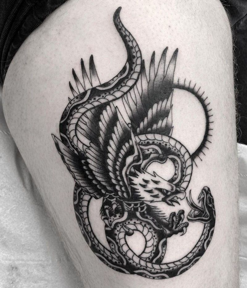 30 Gorgeous Eagle and Snake Tattoos to Inspire You