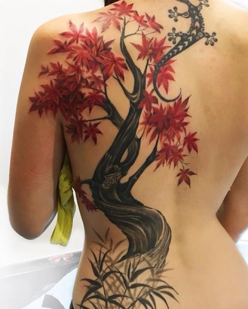 30 Gorgeous Maple Tree Tattoos to Inspire You