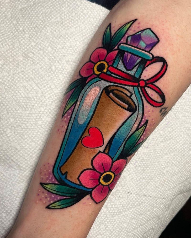 30 Mysterious Message In A Bottle Tattoos You Can Copy