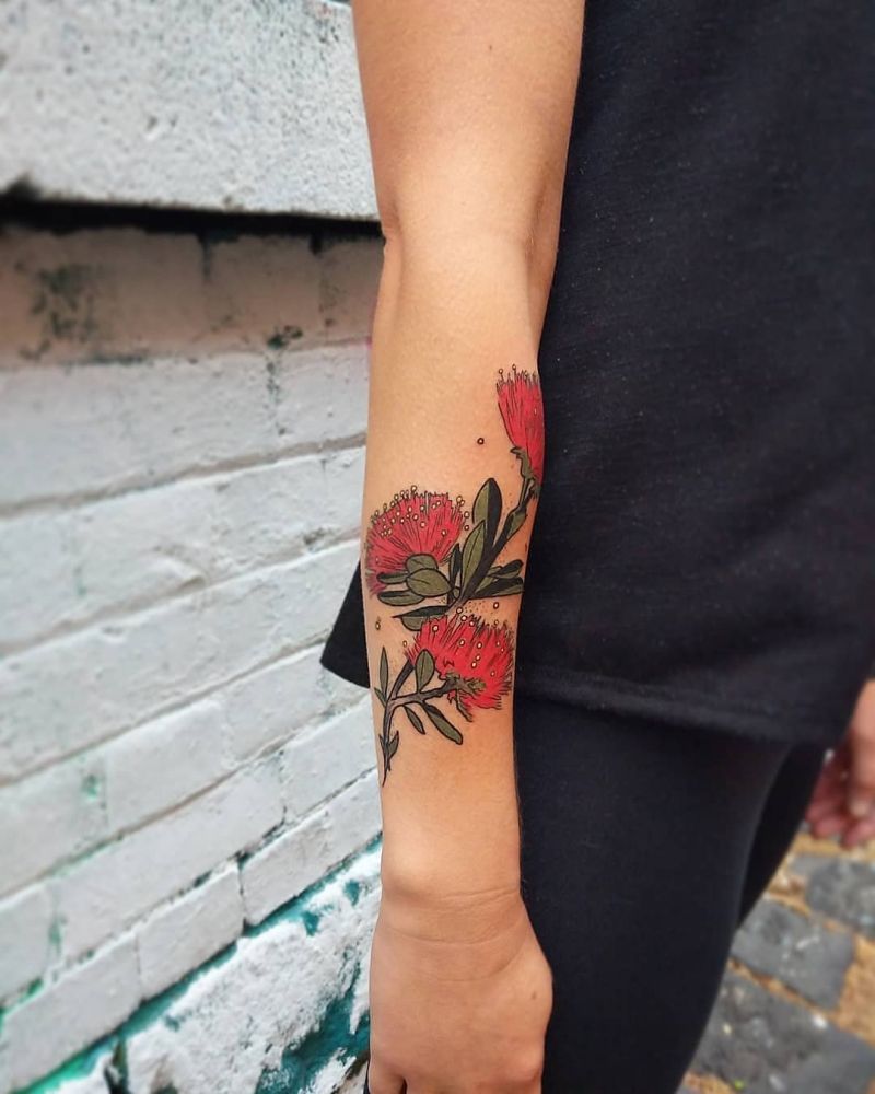 30 Pretty Pohutukawa Tattoos You Can Copy