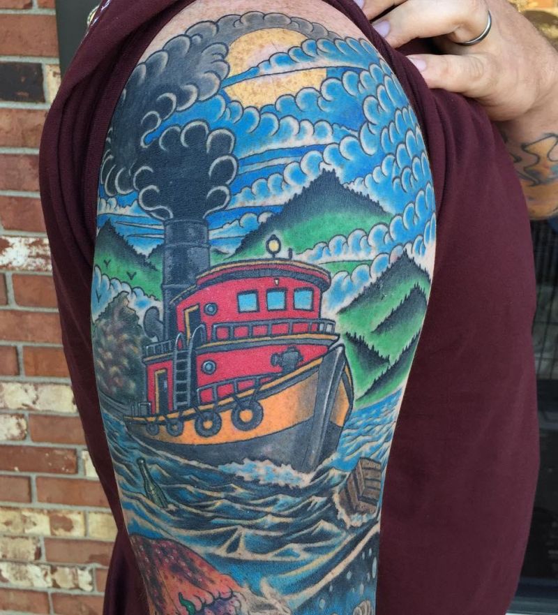 30 Pretty Tugboat Tattoos for Your Inspiration