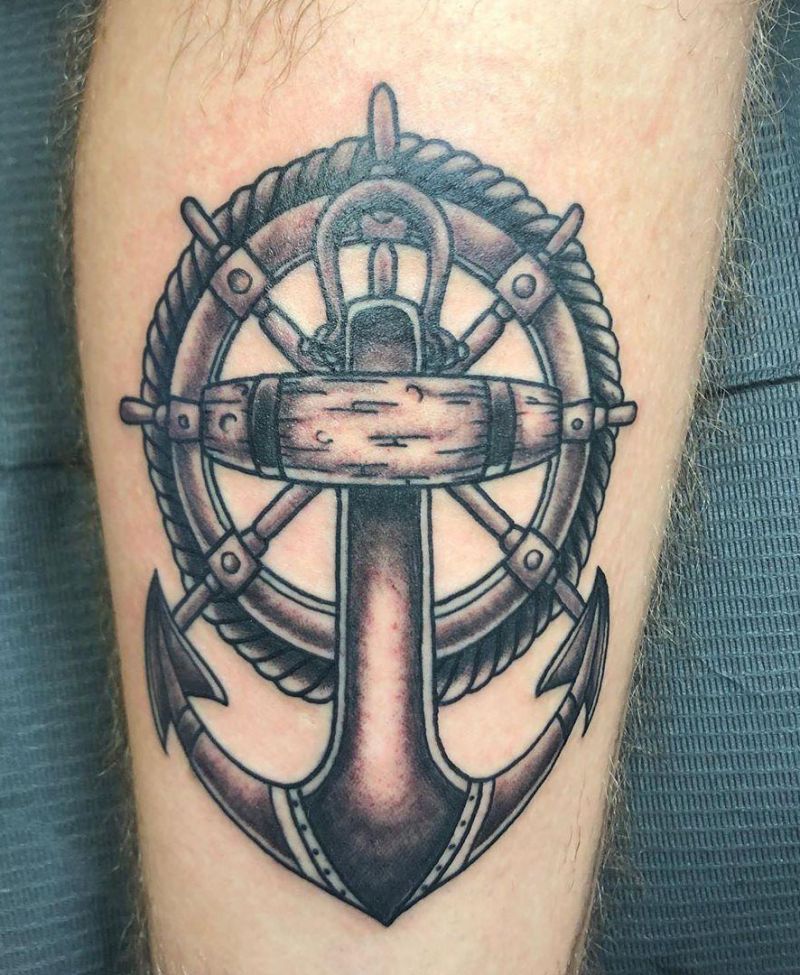 30 Pretty Ship Wheel Tattoos You Can Copy